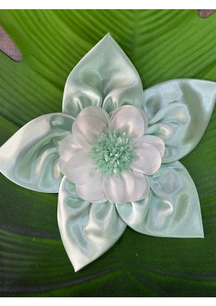 Saten Tomurcuklu Çiçek Broş Giyim Yaka Abiye Asesuarı 22 cm