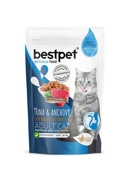 85 gr x 24 Adet Yetişkin Kediler Için, Tahılsız, Jöle Içinde Tuna ve Hamsi Parça Etli Yaş Mama 11