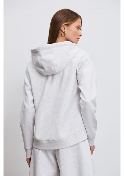 Kapüşonlu Fermuarlı Teknik Sweatshirt