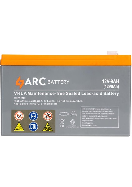 12 Volt 9 Amper Agm Ups Akü (Üretim YILI:2024)