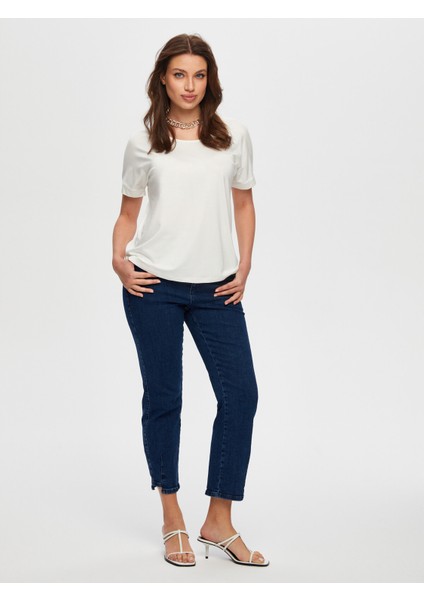 Yuvarlak Yaka Düşük Kollu T-Shirt B00003-1