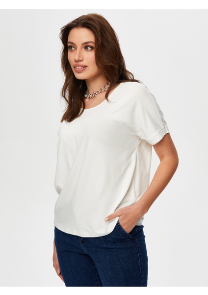 Yuvarlak Yaka Düşük Kollu T-Shirt B00003-1 fiyatları