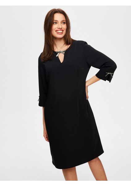 Taş Fiyo Aksesuarlı Abiye Elbise S25ABY022