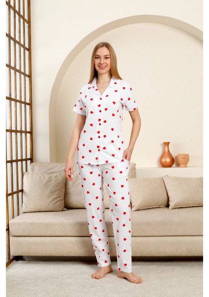 Büyük Beden Pamuk Düğmeli Kadın Pijama Takımı – Rahat ve Şık Gömlek Pijama Tasarımı