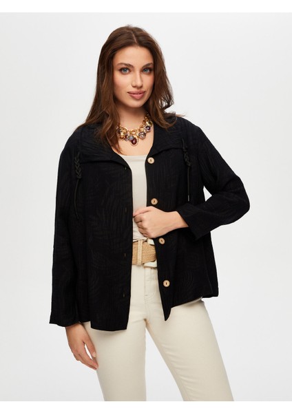 Kendinden Yaprak Desen Dokulu Rahat Form Ceket S25CKT013 fiyatları