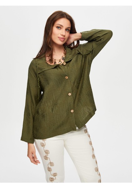 Kendinden Yaprak Desen Dokulu Rahat Form Ceket S25CKT013 fiyatları