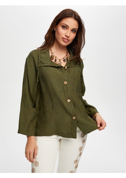 Kendinden Yaprak Desen Dokulu Rahat Form Ceket S25CKT013 indirimleri