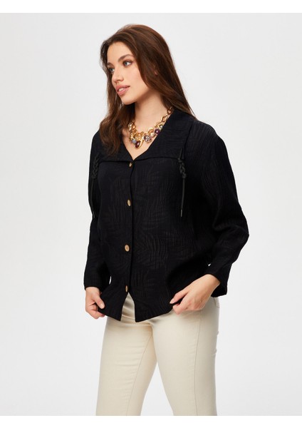 Kendinden Yaprak Desen Dokulu Rahat Form Ceket S25CKT013 fırsatları