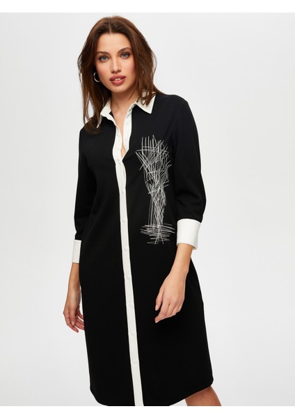 Nakış Detaylı Re Bloklu Uzun Kollu Örme Elbise S25ELB003 fiyatları