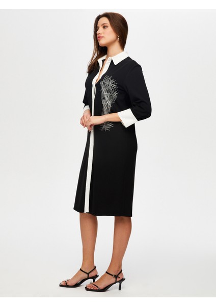 Nakış Detaylı Re Bloklu Uzun Kollu Örme Elbise S25ELB003 modelleri