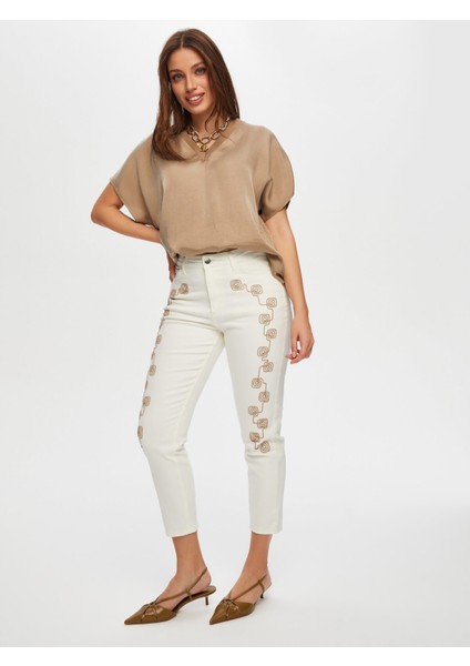 Yanları Ip Nakışlı Slim Fit Jean Pantolon S25JPN002