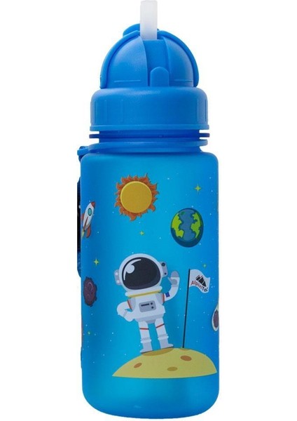 Astronot Mavi Tritan Çocuk Pipetli Su Matara 400 ml