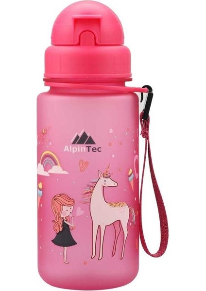 Prenses Pembe Tritan Çocuk Pipetli Su Matara 400 ml