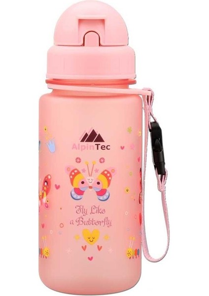 Kelebek Pembe Tritan Çocuk Pipetli Su Matara 400 ml