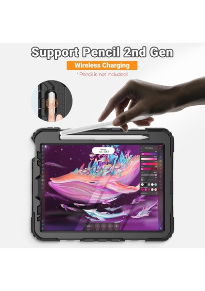 Apple iPad Air 5 10.9 Inc (2022) Ekran Koruyuculu Zırhlı Armor Defender Kalem Bölmeli Kılıf A2588 A2589 A2591