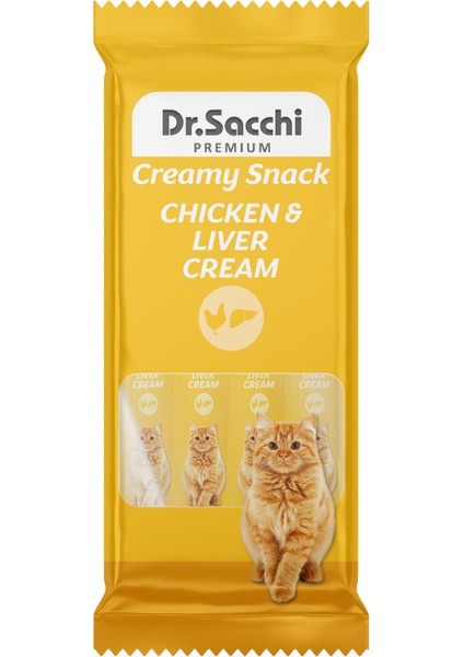 Creamy Snack Chicken&Liver Sıvı Kedi Ödülü 4'Lü Paket