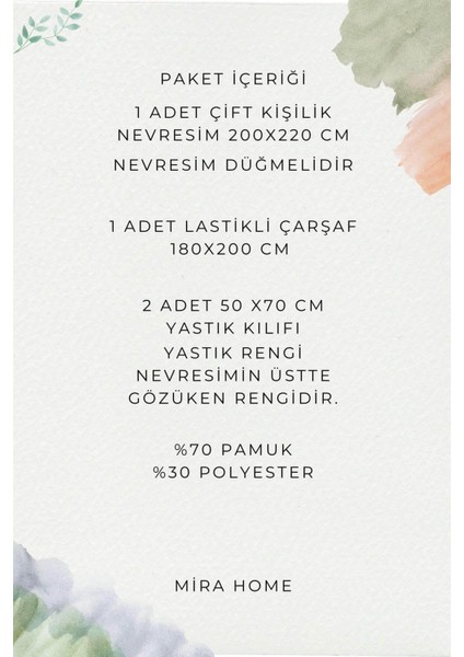 Çift Kişilik Nevresim Takımı Pamuklu Çift Taraflı Lastikli Çarşaflı fırsatları