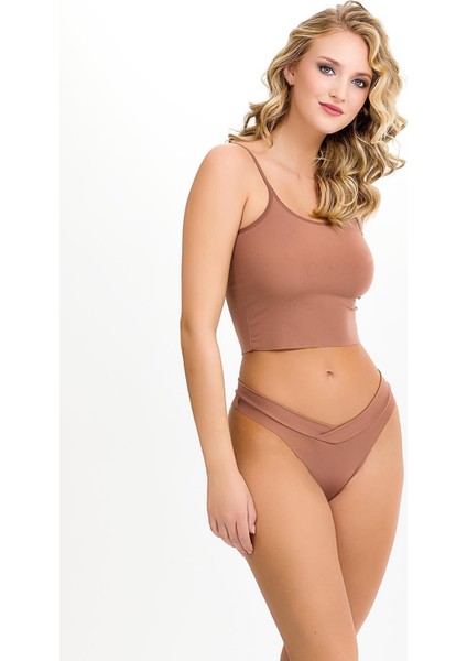 Kadın Brazillian Çapraz Bel Lazer Kesim 5 Li Slip KTS4040 modelleri