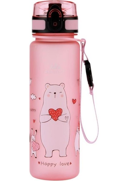 Sevimli Hayvanlar Desenli Pembe Tritan Çocuk Su Matara 500 ml