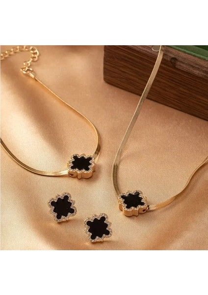 Vintage Gold Taşlı Çiçekset (Kolye+Bileklik+Küpe) fırsatları