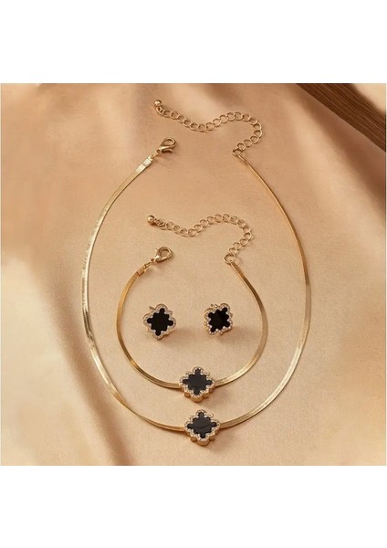Vintage Gold Taşlı Çiçekset (Kolye+Bileklik+Küpe) indirimleri