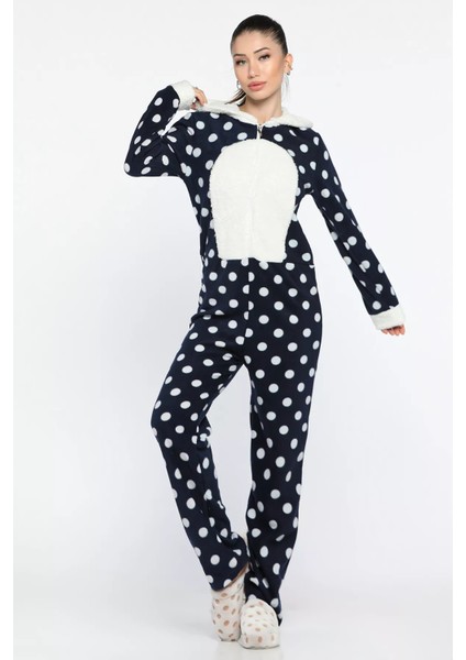 Kadın Kapüşonlu Polar Pijama Tulum