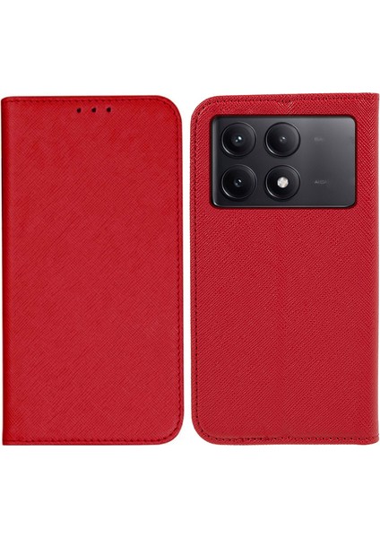 Xiaomi Poco X6 Pro 5g Çizilmez Telefon Kapağı Çapraz Doku Manyetik Kapanış Deri Stand Kılıfı (Yurt Dışından)