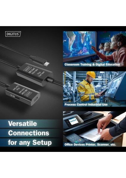 Dıgıtus Aktif USB 3.2 Gen1 5g Uzatma Kablosu, Usb-C - Usb-C, 10METRE
