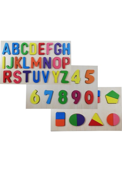 Ahşap Alfabe-Sayılar-Geometrik Puzzle Bultak