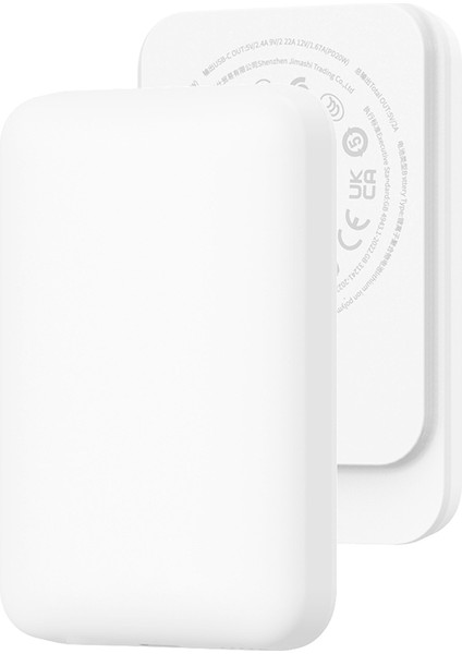 WI-P037 Qi Şarj Teknolojili LED Işık Göstergeli Magsafe Kablosuz Powerbank 5000MAH 15W Beyaz