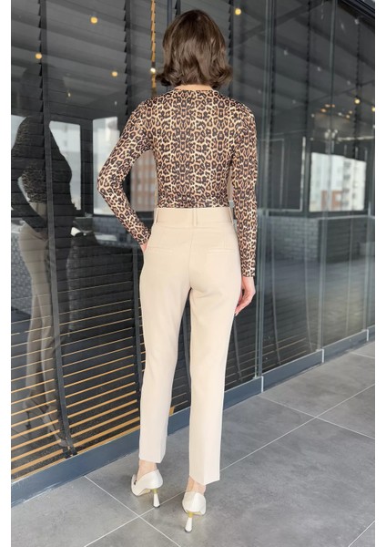 Kemerli Kadın Kumaş Pantolon