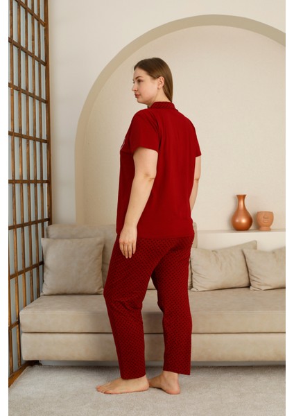 Büyük Beden Pamuk Düğmeli Kadın Pijama Takımı – Rahat ve Şık Gömlek Pijama Tasarımı modelleri
