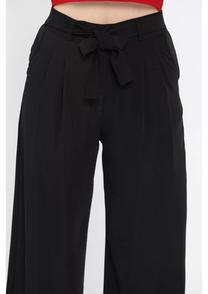 Kadın Yüksek Bel Pileli Kuşaklı Palazzo Pantolon indirimleri