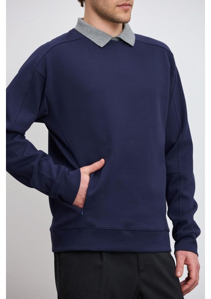 Cepli Bisiklet Yaka Teknik Sweatshirt
