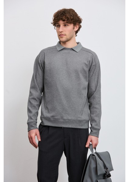 Cepli Bisiklet Yaka Teknik Sweatshirt