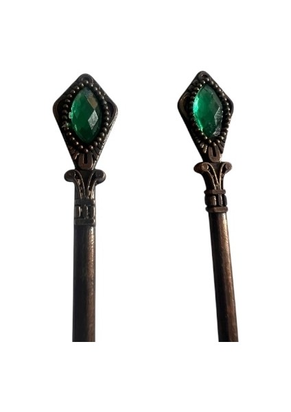 Vintage 6'lı Bakır Görünümlü Döküm Çay Kahve Reçel Baharat Yeşil Taşlı Sunum Kaşığı modelleri