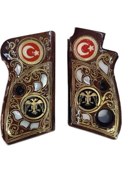 Beretta Mod 70 Tek Düğmeli Beretta Ahşap Işlemeli Kabze