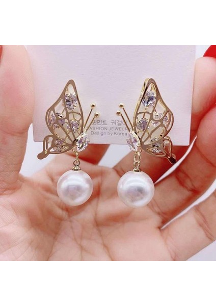 Moda Kedi Gözü Elmas Küpe Kadın Ilkbahar Ve Yaz Ince Yeni Stil Işık Lüks High-End Küpe (Yurt Dışından)