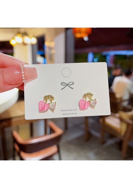 925 Gümüş Iğne Kore Tarzı Moda Inci Küpeler Niş Tasarım Içi Boş Kelebek Tatlı Pembe Çok Yönlü Küpe (Yurt Dışından)