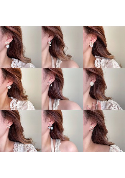 925 Gümüş Iğne Kore Tarzı Moda Inci Küpeler Niş Tasarım Içi Boş Kelebek Tatlı Pembe Çok Yönlü Küpe (Yurt Dışından) modelleri