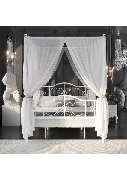 Pero Sultan Çift Kişilik Başlıklı Ferforje Metal Beyaz Karyola (Cibinliksiz) 180 x 200 fırsatları