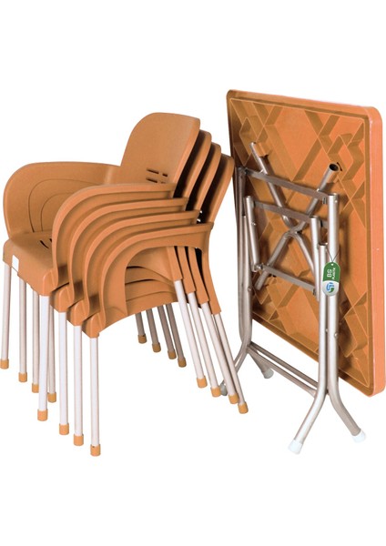 80 x 80 Metal Ayaklı Bahçe Balkon Masa Takımı Teak modelleri