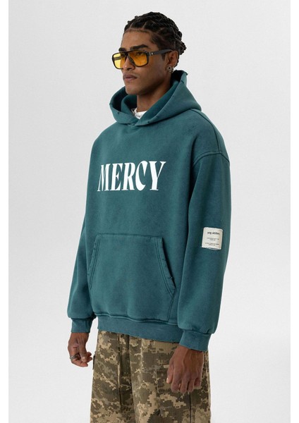 Kart Detaylı Yıkamalı Oversize Sweatshirt Petrol indirimleri