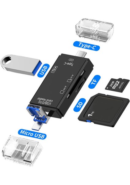 ZR826 - 6ın1 USB 2.0 Otg Sd Tf Kart Okuyucu