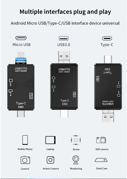 ZR826 - 6ın1 USB 2.0 Otg Sd Tf Kart Okuyucu