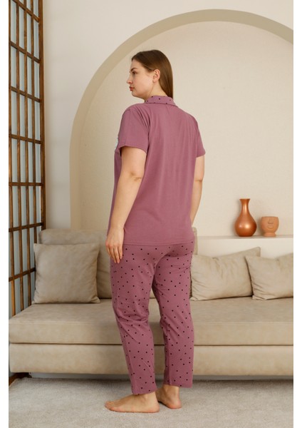 Nisanca Büyük Beden Mevsimlik Önden Düğmeli Bayan Pijama Takımı modelleri