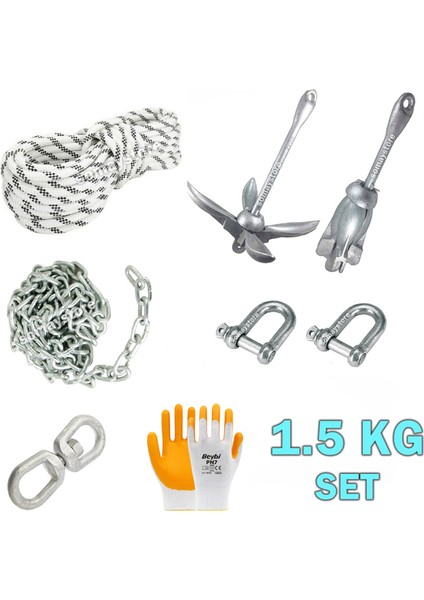 Marine Tekne ve Şişme Bot Için Hazır Çapa Seti 1.5KG Şemsiye Çapalı