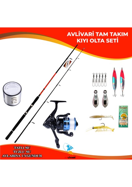 Feeder 270 cm 10-35 gr Avlivari Ecco 4000 Olta Makinası 14 Parça Tam Takım Kıyı Hobi Usta Olta Seti