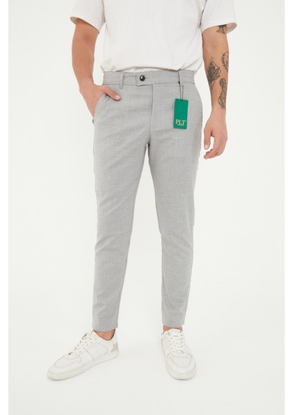 Erkek Gri Renk Italyan Kesim Kaliteli Esnek Likralı Kumaş Pantolon