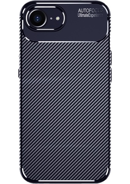 Apple iPhone 16E Uyumlu Kılıf Negro Karbon Desen Silikon Lacivert